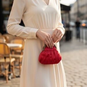 Vintage Elegant Red Mini Satin Clutch